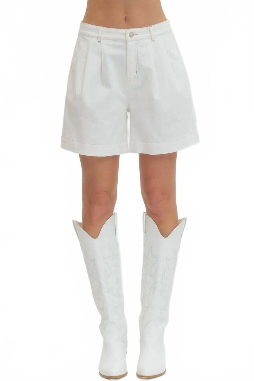 NEW ENTROUSA crisp pleated shorts in off white